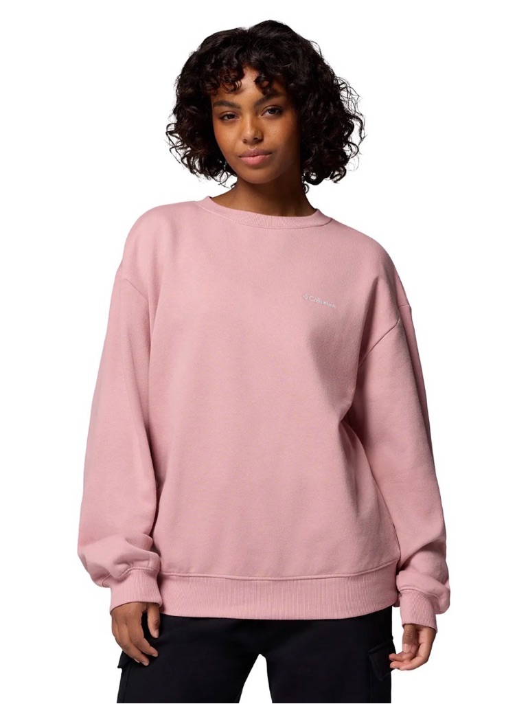 Columbia Women's Xl Aldermore Crew Sweatshirt Eraser Pink New Relaxed Fit New